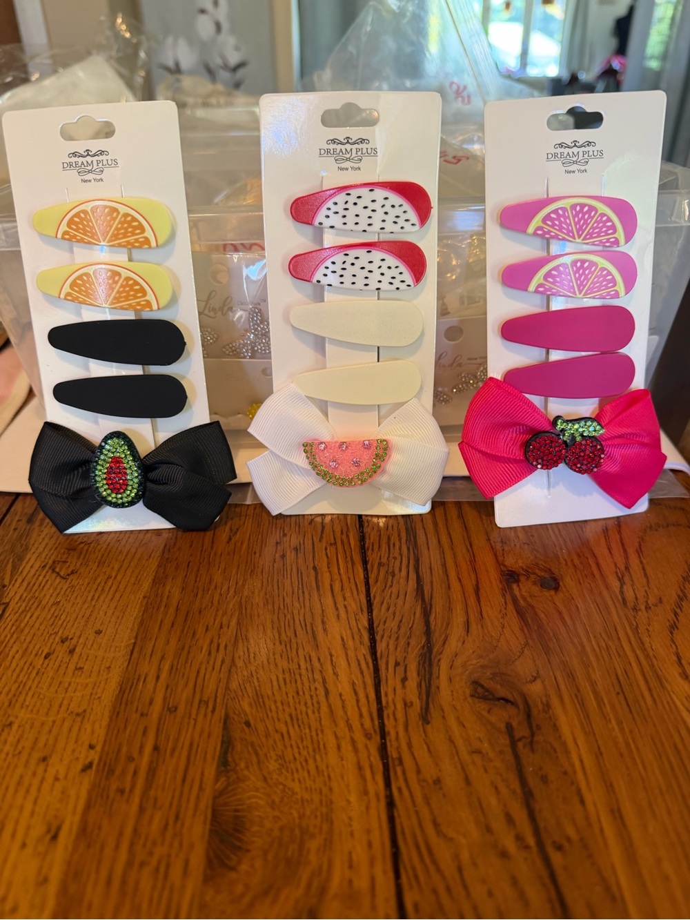Clearance Dream Plus Kids Fruit Hair Clip Set - Pink, White, Black
